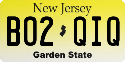 NJ license plate B02QIQ