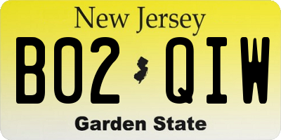 NJ license plate B02QIW