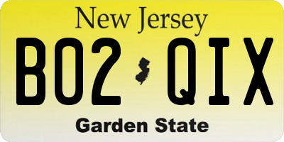 NJ license plate B02QIX