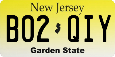 NJ license plate B02QIY