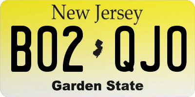 NJ license plate B02QJO