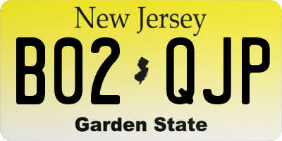 NJ license plate B02QJP