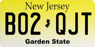 NJ license plate B02QJT