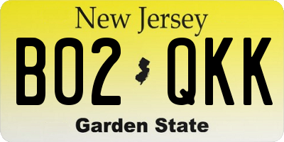 NJ license plate B02QKK