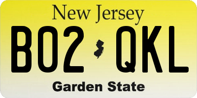 NJ license plate B02QKL