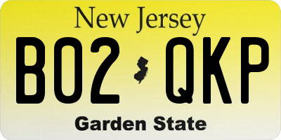 NJ license plate B02QKP