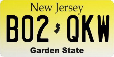 NJ license plate B02QKW