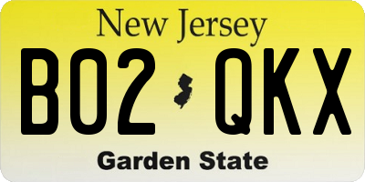 NJ license plate B02QKX