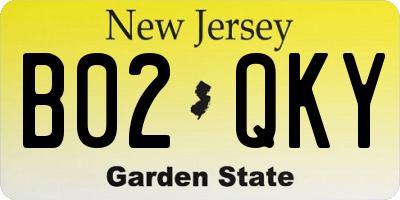 NJ license plate B02QKY