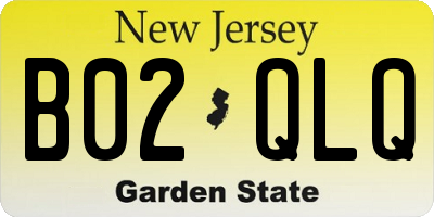 NJ license plate B02QLQ