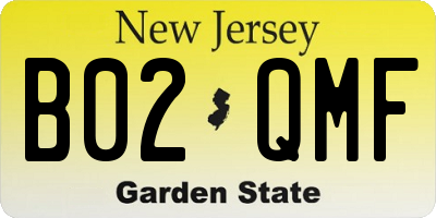 NJ license plate B02QMF