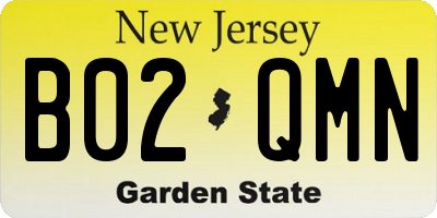 NJ license plate B02QMN