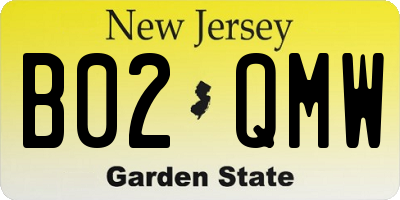 NJ license plate B02QMW