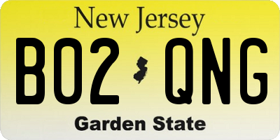 NJ license plate B02QNG