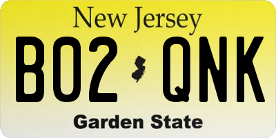 NJ license plate B02QNK