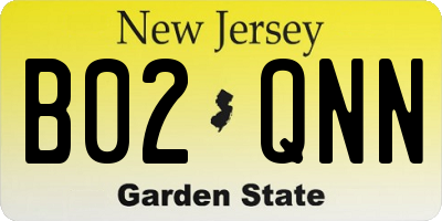 NJ license plate B02QNN