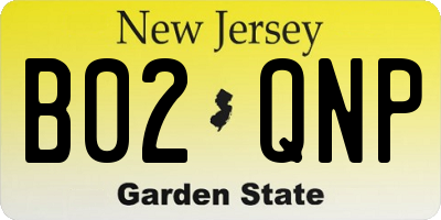 NJ license plate B02QNP