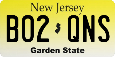 NJ license plate B02QNS