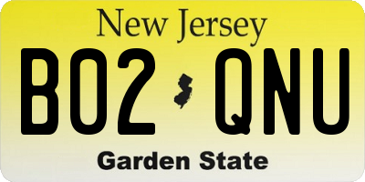 NJ license plate B02QNU