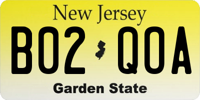NJ license plate B02QOA