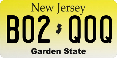 NJ license plate B02QOQ
