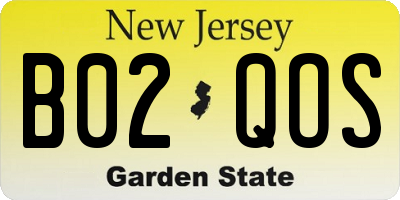 NJ license plate B02QOS