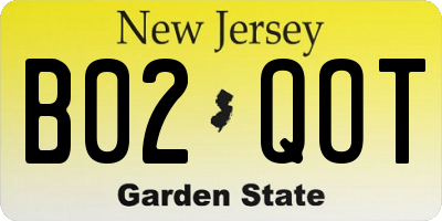 NJ license plate B02QOT