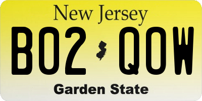 NJ license plate B02QOW
