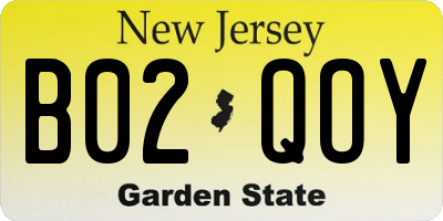 NJ license plate B02QOY