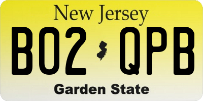 NJ license plate B02QPB