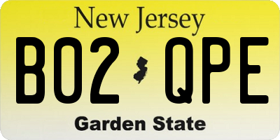 NJ license plate B02QPE