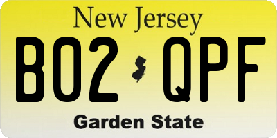 NJ license plate B02QPF
