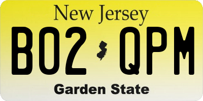 NJ license plate B02QPM