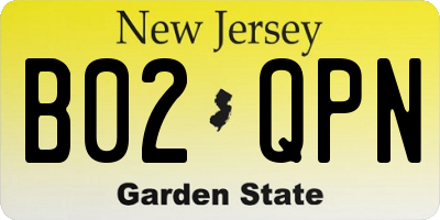 NJ license plate B02QPN