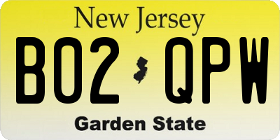 NJ license plate B02QPW