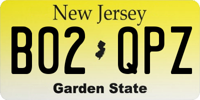 NJ license plate B02QPZ