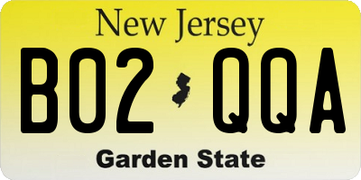 NJ license plate B02QQA
