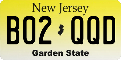 NJ license plate B02QQD