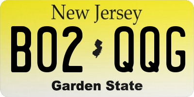 NJ license plate B02QQG