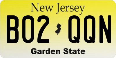NJ license plate B02QQN