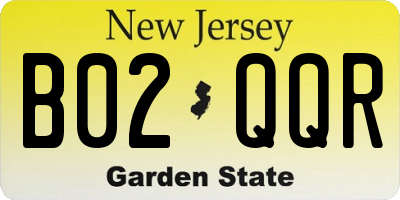 NJ license plate B02QQR