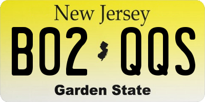 NJ license plate B02QQS
