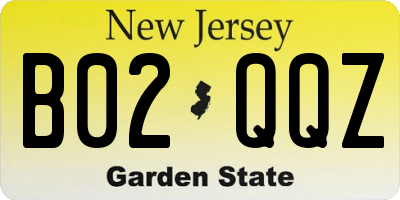 NJ license plate B02QQZ