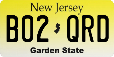 NJ license plate B02QRD