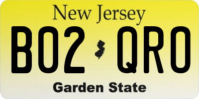 NJ license plate B02QRO