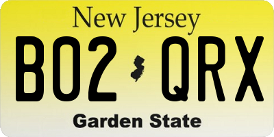 NJ license plate B02QRX