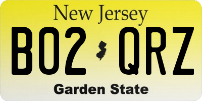 NJ license plate B02QRZ