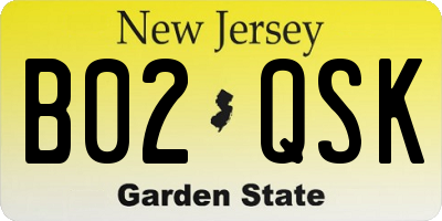 NJ license plate B02QSK