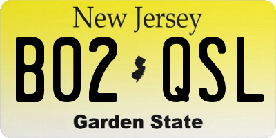 NJ license plate B02QSL
