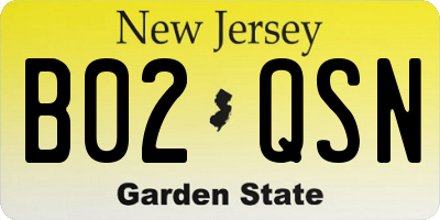 NJ license plate B02QSN